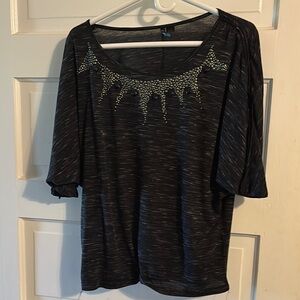 STYLUS Gray Relaxed Embellished Blouse